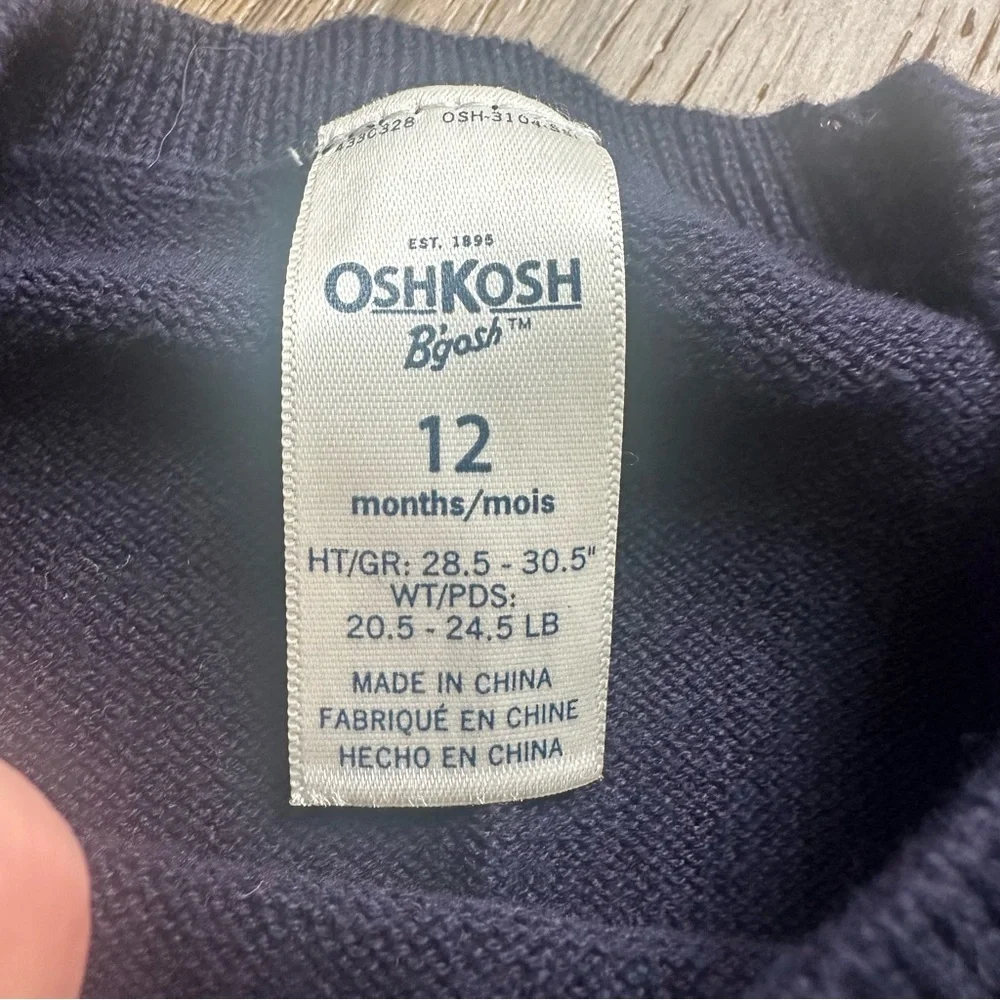 NWT! Oshkosh‎ B’Gosh Infant Girl’s Sweater, Navy, Heart Love, Winter, 12m